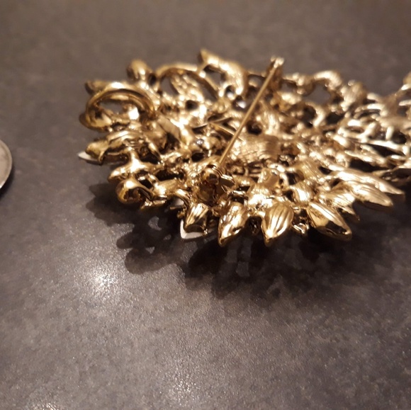 Pink and Green Rhinestone Brooch/Pendant - Picture 2 of 2